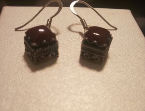 Vintage Silver and Red Stone Earrings